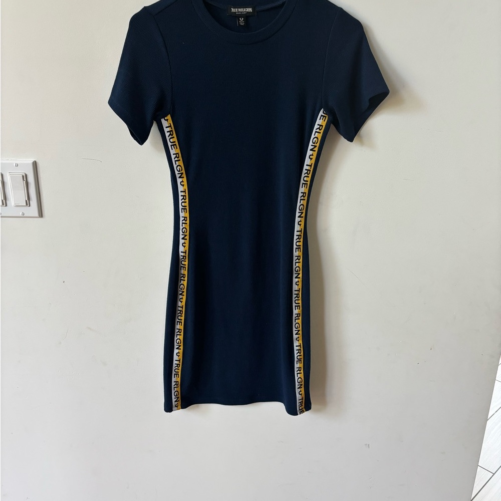 True Religion Navy Dress with Yellow Accents